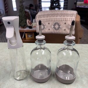 Glass Oil Dispenser Set with Spray Bottle - Gray